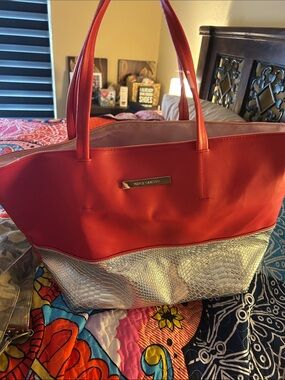 Vince Camuto pink and silver Textured Tote